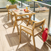 Ensemble table de jardin carrée XENIA + 2 fauteuils empilables TEMEIRA Acacia 2 places - Acacia certifié FSC® Acacia