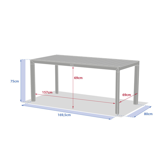 Ensemble table de jardin ÉVASION + 6 chaises empilables ESSENTIA Lin & Argile 6 places - Aluminium traité époxy3757
