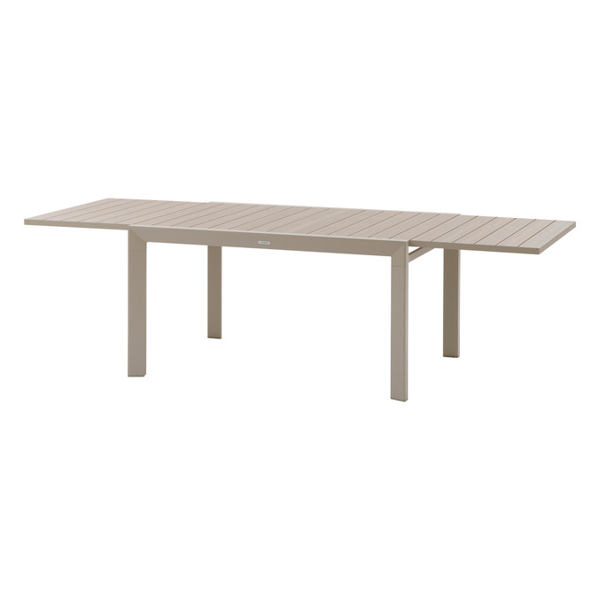 Ensemble table de jardin extensible ÉVASION + 10 fauteuils empilables AXANT Argile & Lin 10 places - Aluminium traité époxy3811