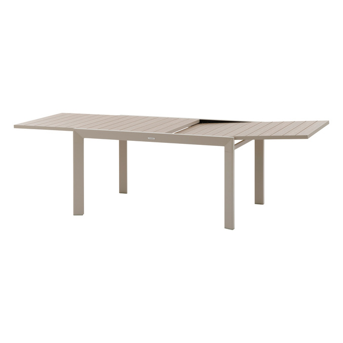 Ensemble table de jardin extensible ÉVASION + 10 fauteuils empilables AXANT Argile & Lin 10 places - Aluminium traité époxy3811