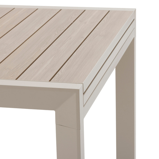Ensemble table de jardin extensible ÉVASION + 10 fauteuils empilables AXANT Argile & Lin 10 places - Aluminium traité époxy3811