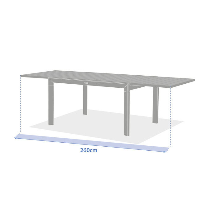 Ensemble table de jardin extensible ÉVASION + 10 fauteuils empilables AXANT Argile & Lin 10 places - Aluminium traité époxy3811