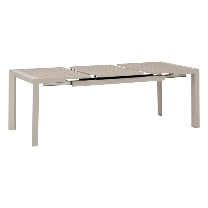 Ensemble table de jardin extensible ÉVASION + 8 fauteuils empilables ESSENTIA Lin & Argile 8 places - Aluminium traité époxy Lin / Argile