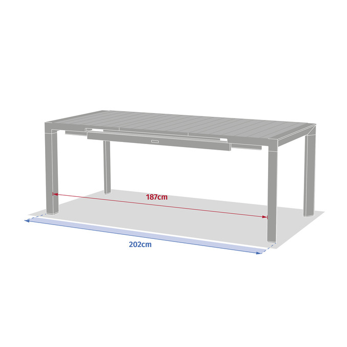 Ensemble table de jardin extensible ÉVASION + 8 fauteuils empilables ESSENTIA Lin & Argile 8 places - Aluminium traité époxy Lin / Argile