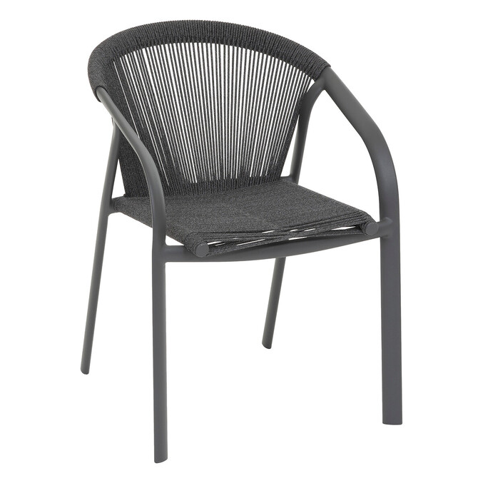 Ensemble table de jardin ronde ORACLION + 10 fauteuils empilables RIU Graphite 12 places - Aluminium traité époxy Noir / Graphite