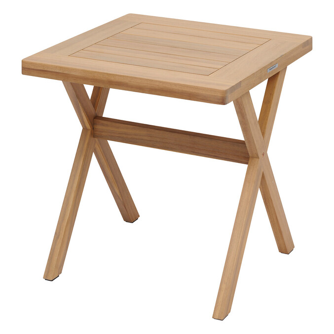 Ensemble table de jardin carrée XENIA + 2 fauteuils empilables TEMEIRA Acacia 2 places - Acacia certifié FSC® Acacia