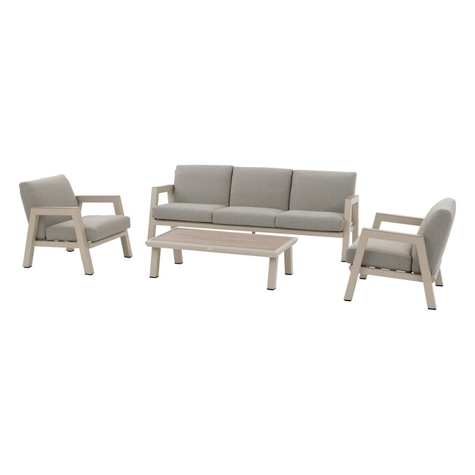 Salon de jardin + 1 table de jardin extensible AXIOME  Beige et Argile 1 salon 5 places et 1 table de jardin extensible 10 places Beige / Argile