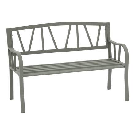 Banc de jardin ALVERNIA Vert Laurier 3 places - Acier traité époxy, Traitement anti-rouille renforcé