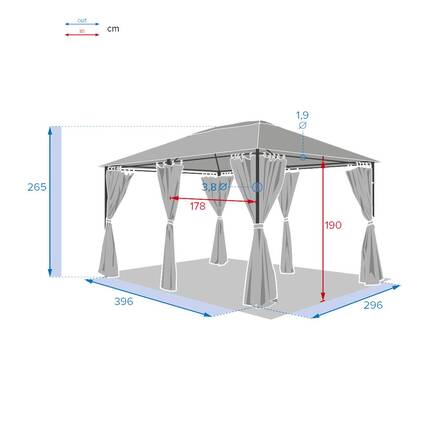 Tonnelle rectangulaire autoportante SANTORINI Argile 4 x 3 m - Acier