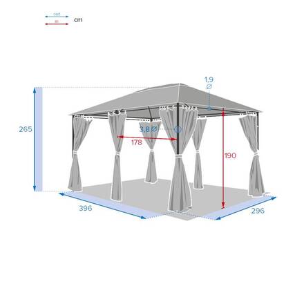 Tonnelle rectangulaire autoportante SANTORINI Argile 4 x 3 m - Acier