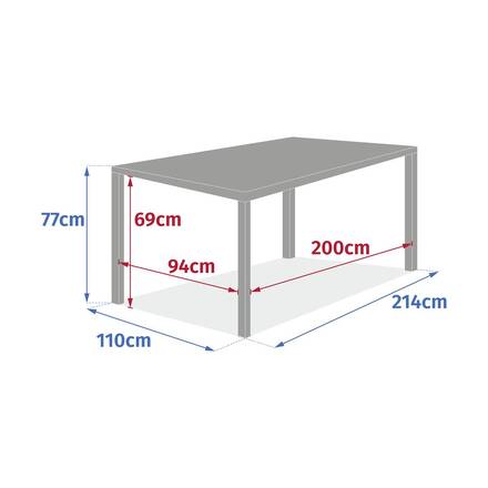 Table de jardin extensible rectangulaire ÉVASION Lin / Vert laurier 10 places - Aluminium traité époxy