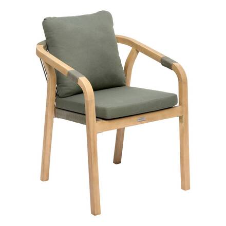 Fauteuil de jardin empilable PAPOUASIE Vert laurier / Acacia