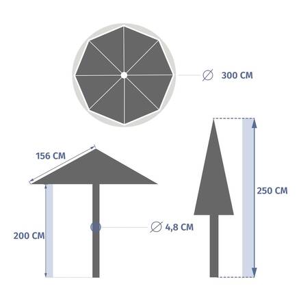 Parasol droit rond inclinable LOOMPA Acajou 3 m - Acier, Aluminium, Polyester