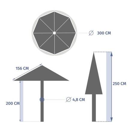 Parasol droit rond inclinable LOOMPA Acajou 3 m - Acier, Aluminium, Polyester