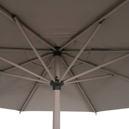 Parasol droit rond inclinable LOOMPA Café 3 m - Acier, Aluminium, Polyester
