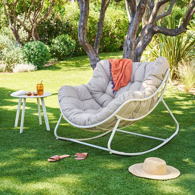 Fauteuil à bascule PAOPAO Argile Acier traité époxy, Traitement anti-rouille renforcé, Polyester3763