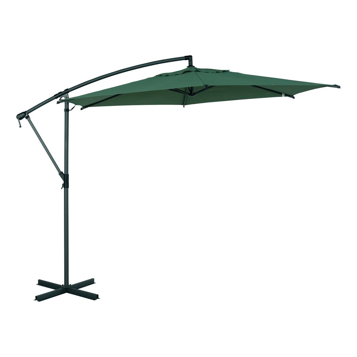 Parasol déporté rond MANOA Vert olive / Graphite 3 m - Acier, Polyester Olive / Graphite