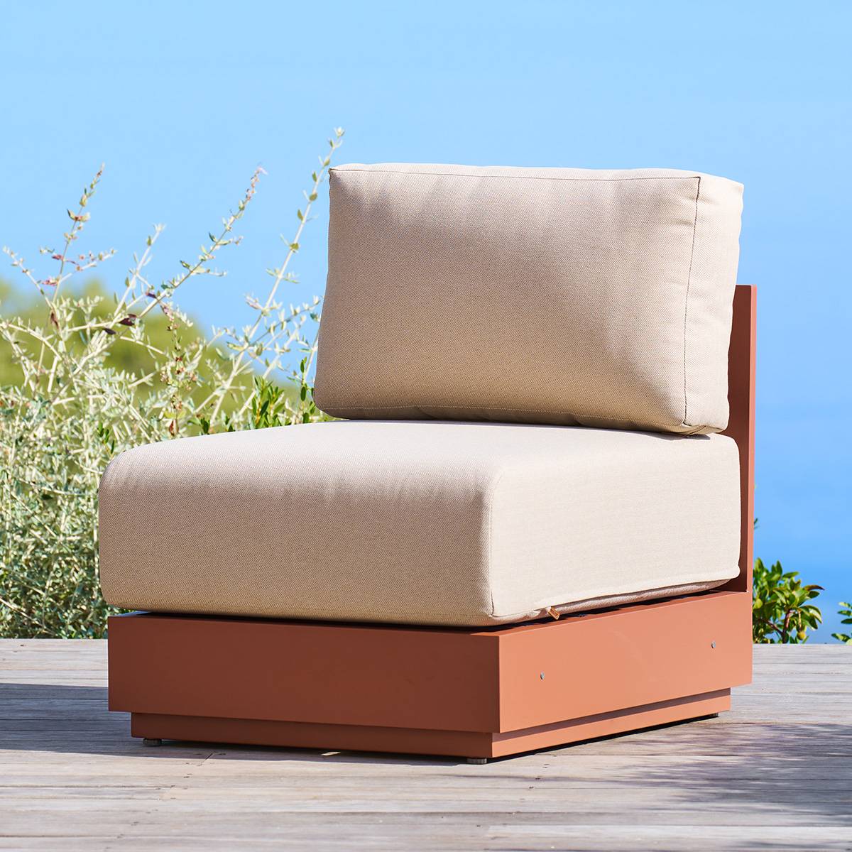 Chauffeuse de jardin ALLURE Beige / Acajou Aluminium traité époxy, Polyester Beige / Acajou