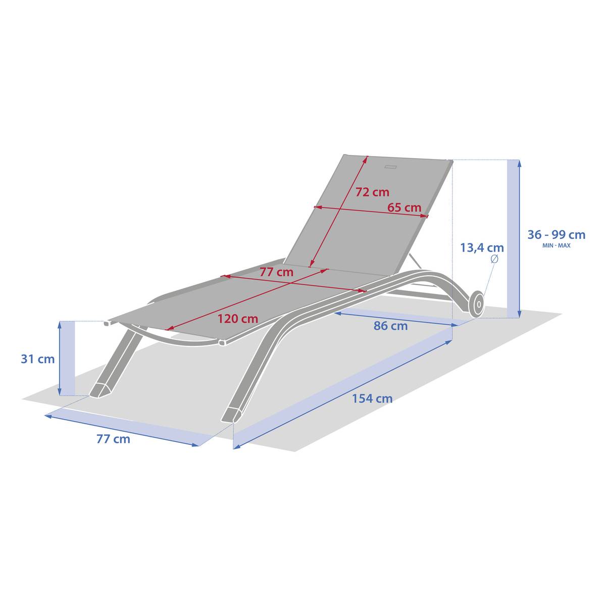 Transat JIMANI Badiane / Vert laurier 2 roues - Aluminium traité époxy, Texaline Badiane / Laurier