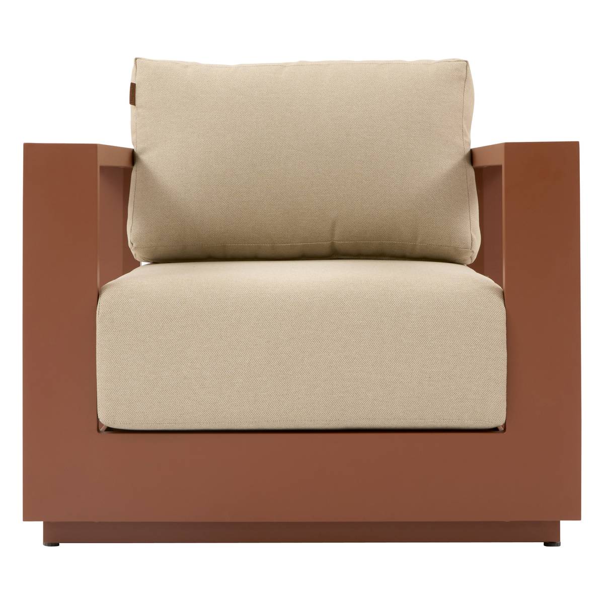 Salon de jardin rotatif ALLURE Beige / Acajou 5 places - Aluminium traité époxy, Polyester Beige Zébrano / Acajou