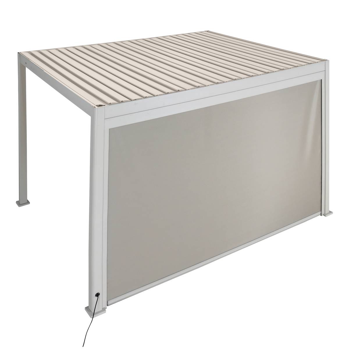 Store EVORA Argile Pour EVORA Côté 4 m - 3,7 m - Acier, Aluminium, Texaline Argile / Blé