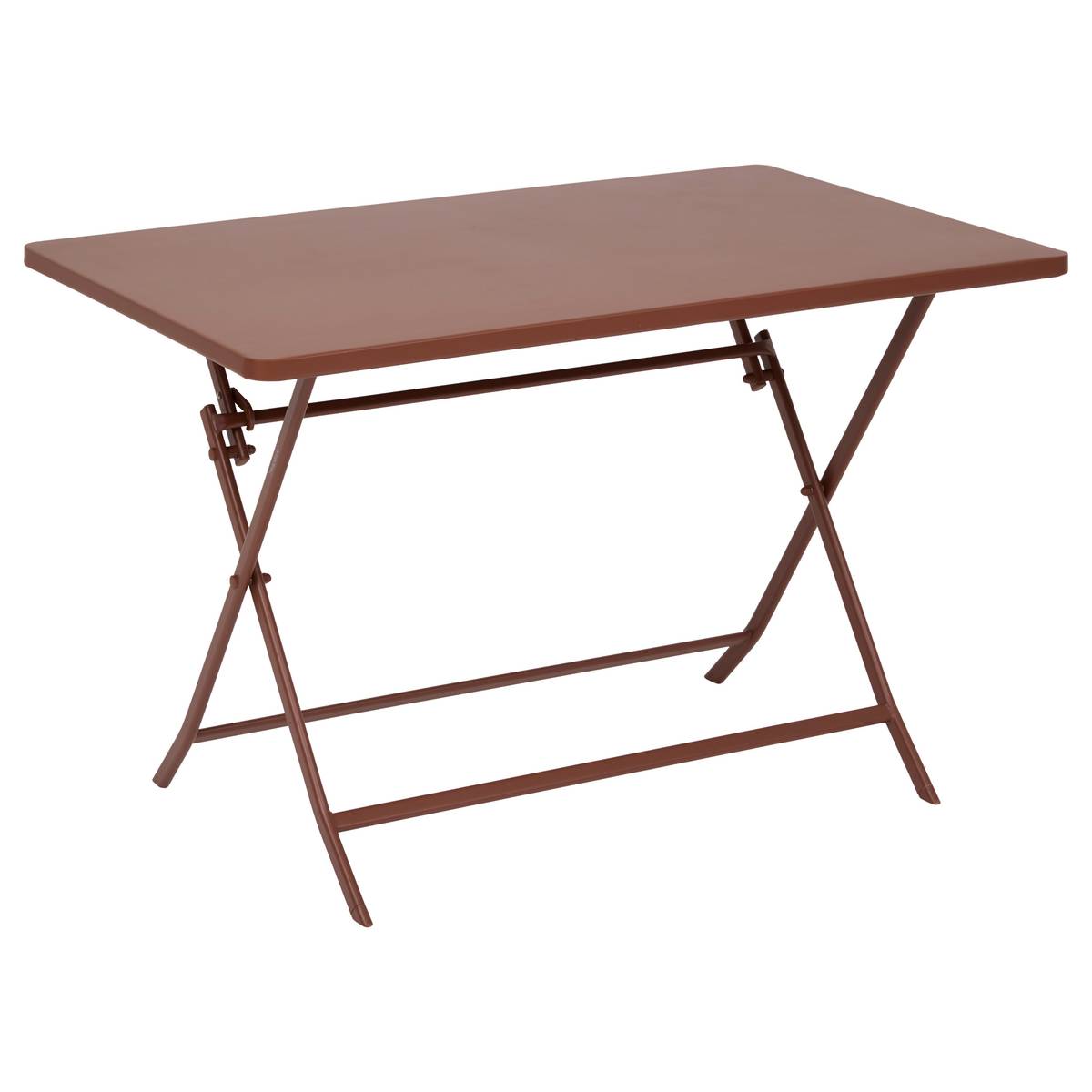 Table de balcon pliante GREENSBORO Acajou 4 places - Acier, Traitement anti-rouille renforcé Acajou