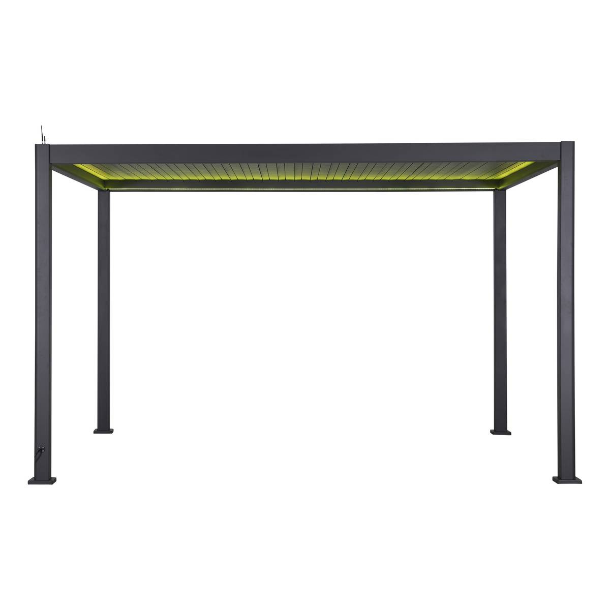 Pergola électrique bioclimatique autoportante EVORA Graphite 4 x 3 m - Structure et lames doubles en aluminium Graphite