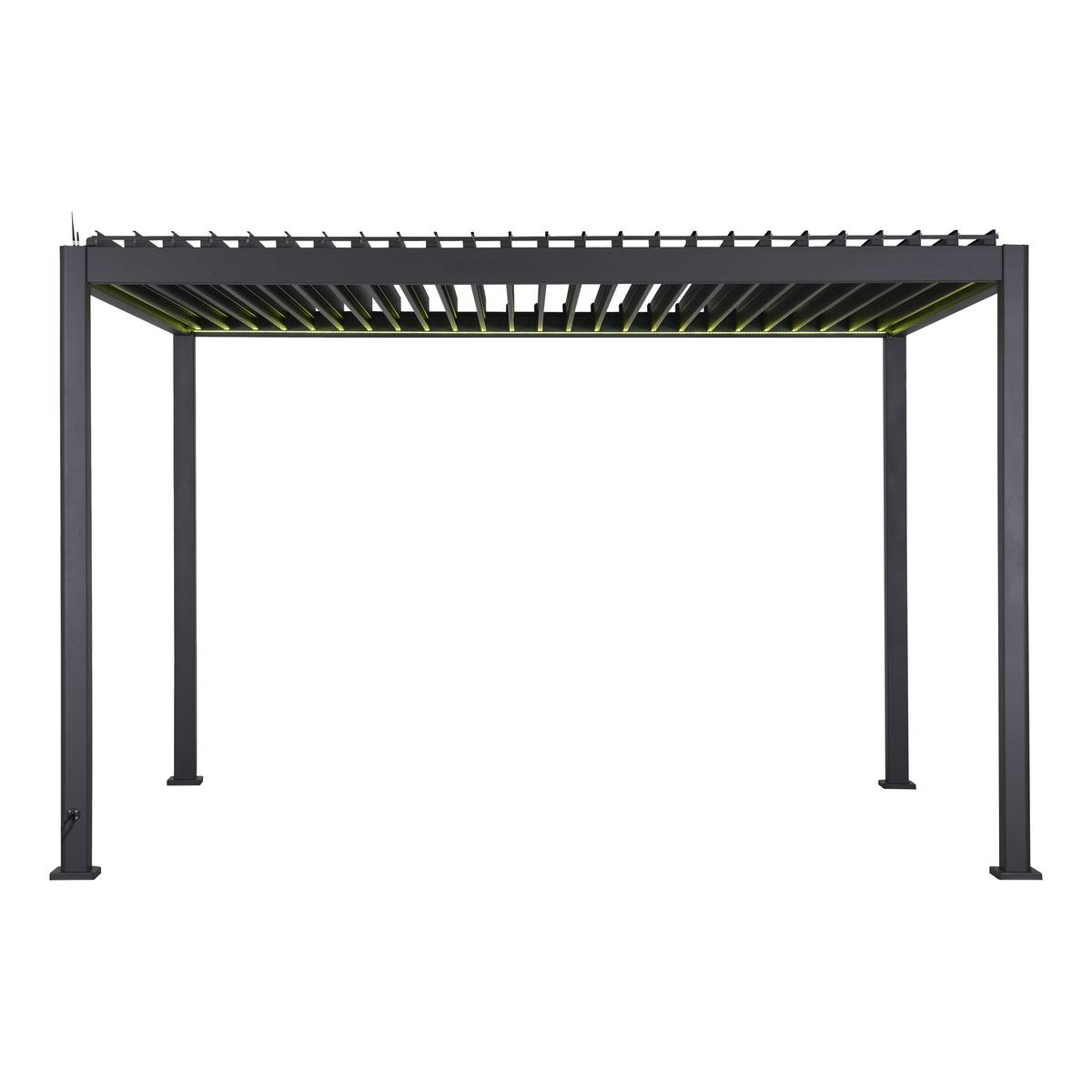 Pergola électrique bioclimatique autoportante EVORA Graphite 4 x 3 m - Structure et lames doubles en aluminium Graphite