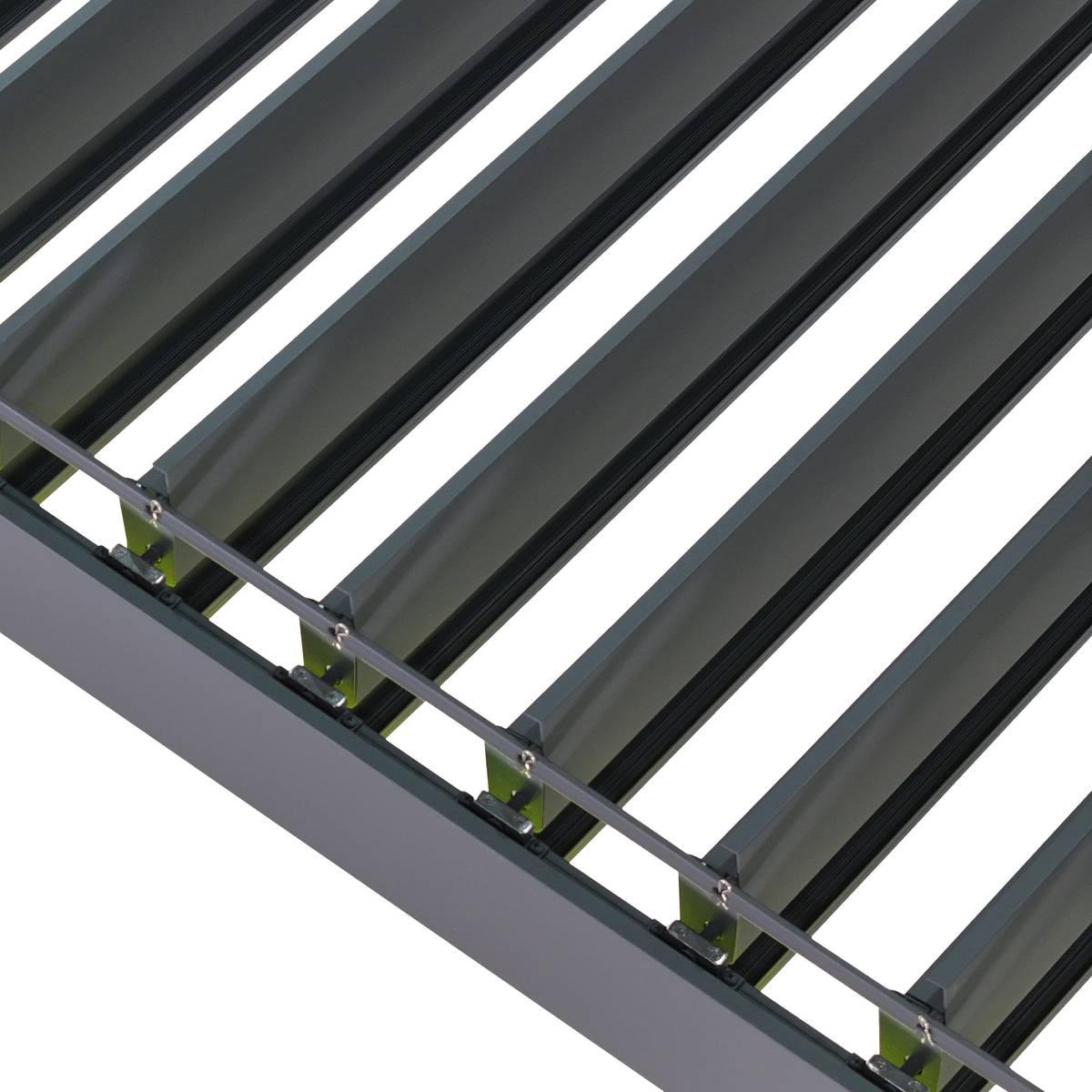 Pergola électrique bioclimatique autoportante EVORA Graphite 4 x 3 m - Structure et lames doubles en aluminium Graphite