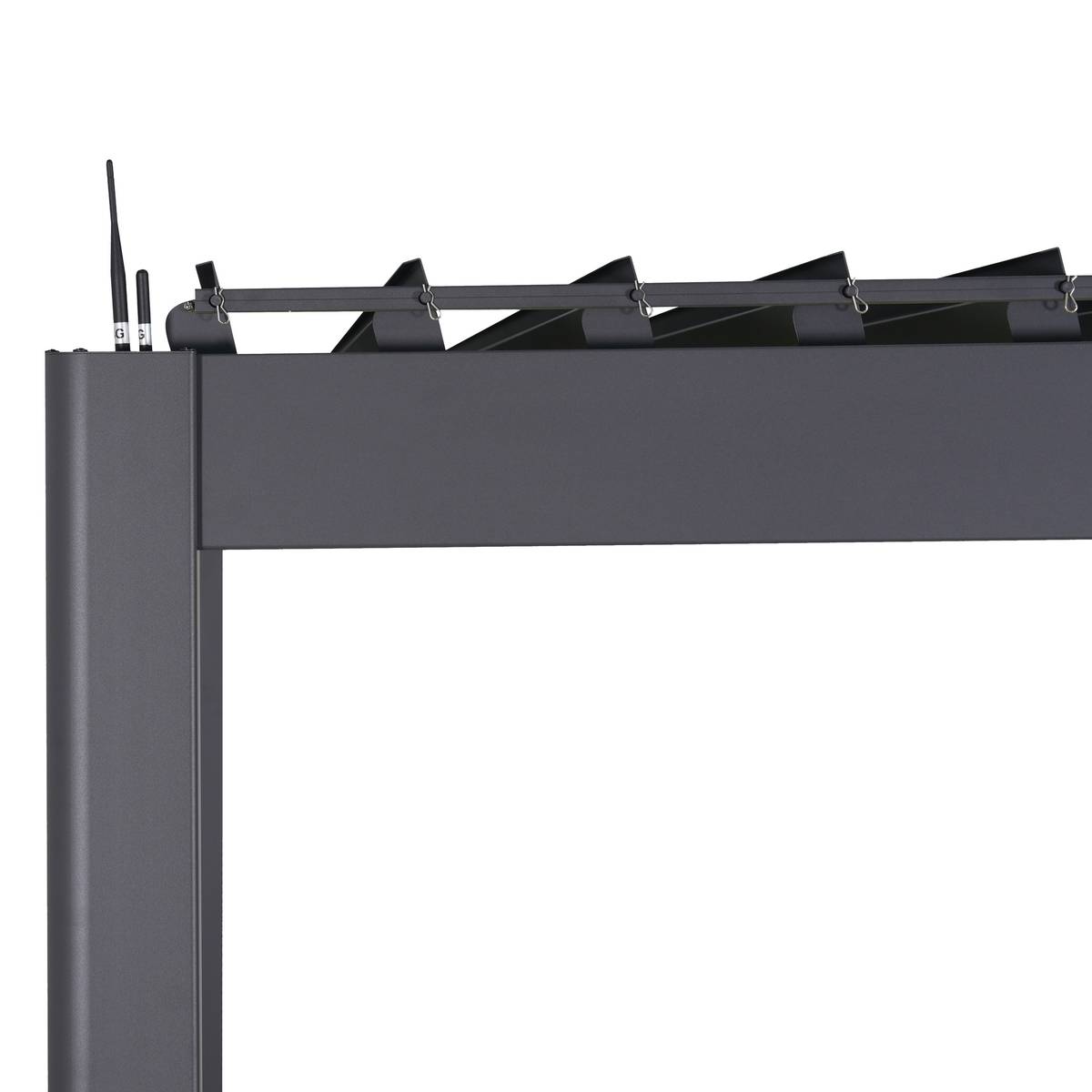 Pergola électrique bioclimatique autoportante EVORA Graphite 4 x 3 m - Structure et lames doubles en aluminium Graphite