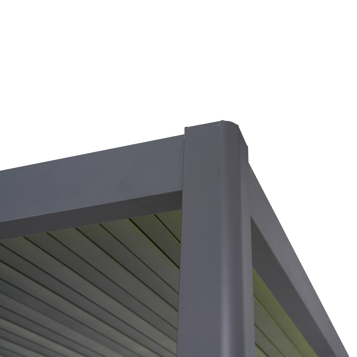 Pergola électrique bioclimatique autoportante EVORA Graphite 4 x 3 m - Structure et lames doubles en aluminium Graphite