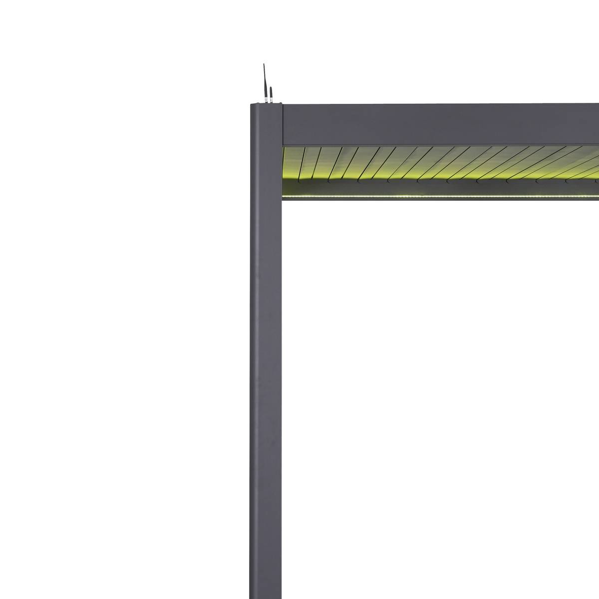 Pergola électrique bioclimatique autoportante EVORA Graphite 4 x 3 m - Structure et lames doubles en aluminium Graphite