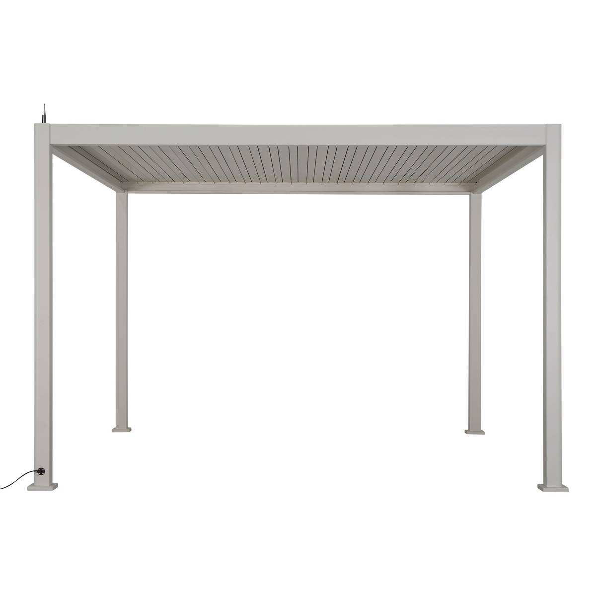Pergola électrique bioclimatique autoportante EVORA Argile 4 x 3 m - Structure et lames doubles en aluminium Argile
