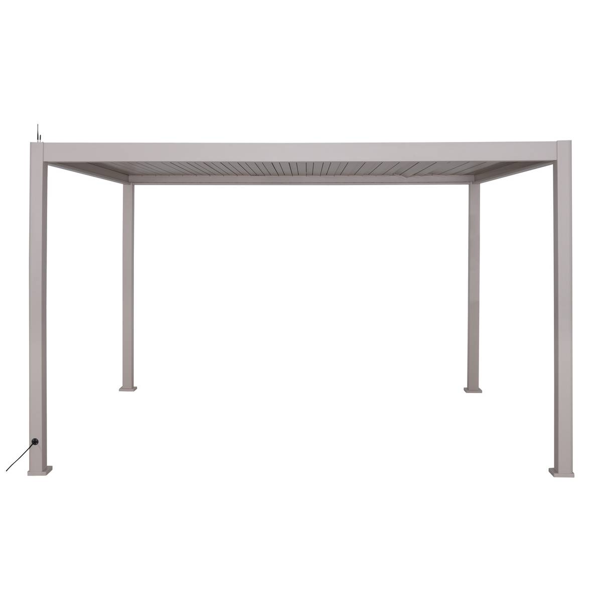 Pergola électrique bioclimatique autoportante EVORA Argile 4 x 3 m - Structure et lames doubles en aluminium Argile