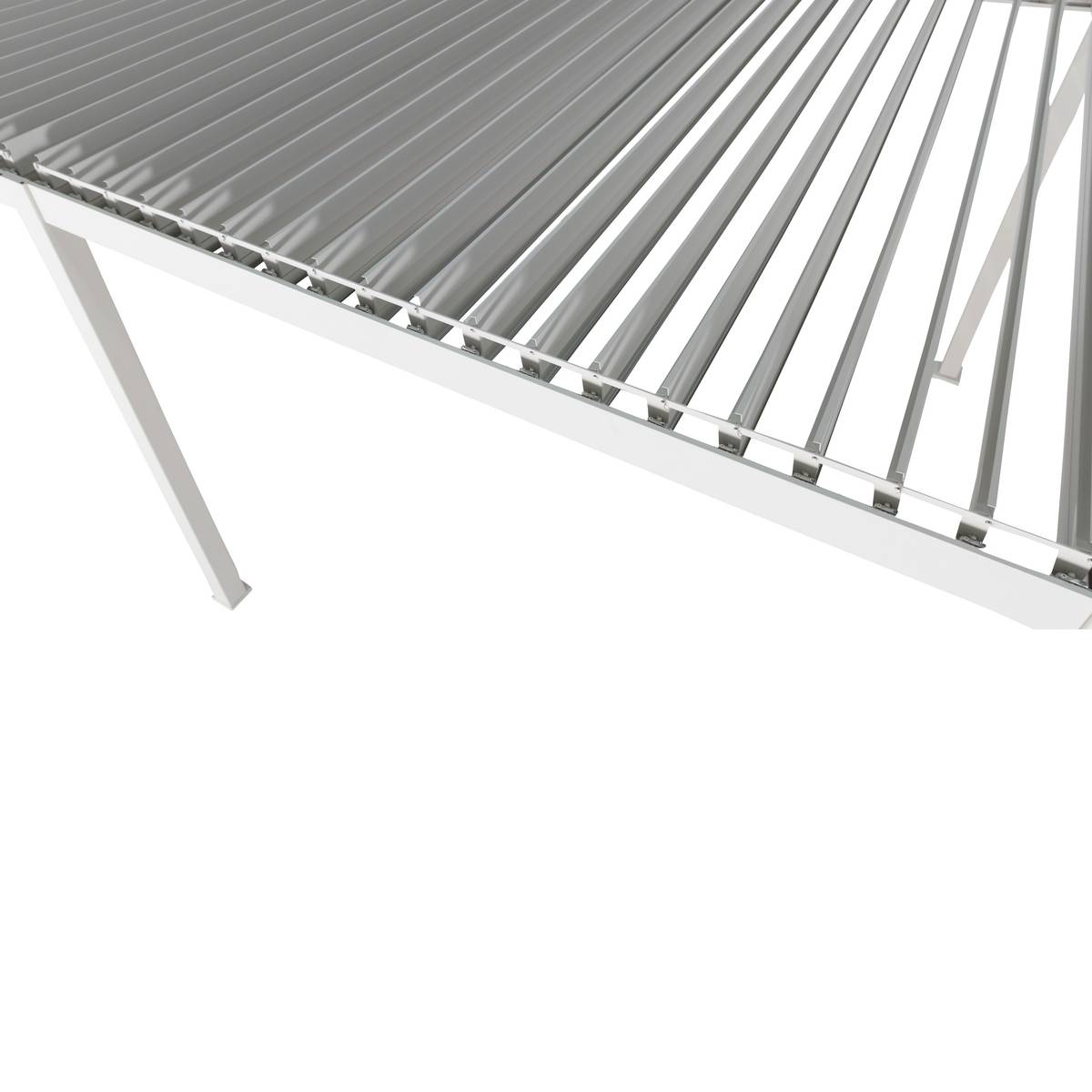 Pergola électrique bioclimatique autoportante EVORA Argile 4 x 3 m - Structure et lames doubles en aluminium Argile