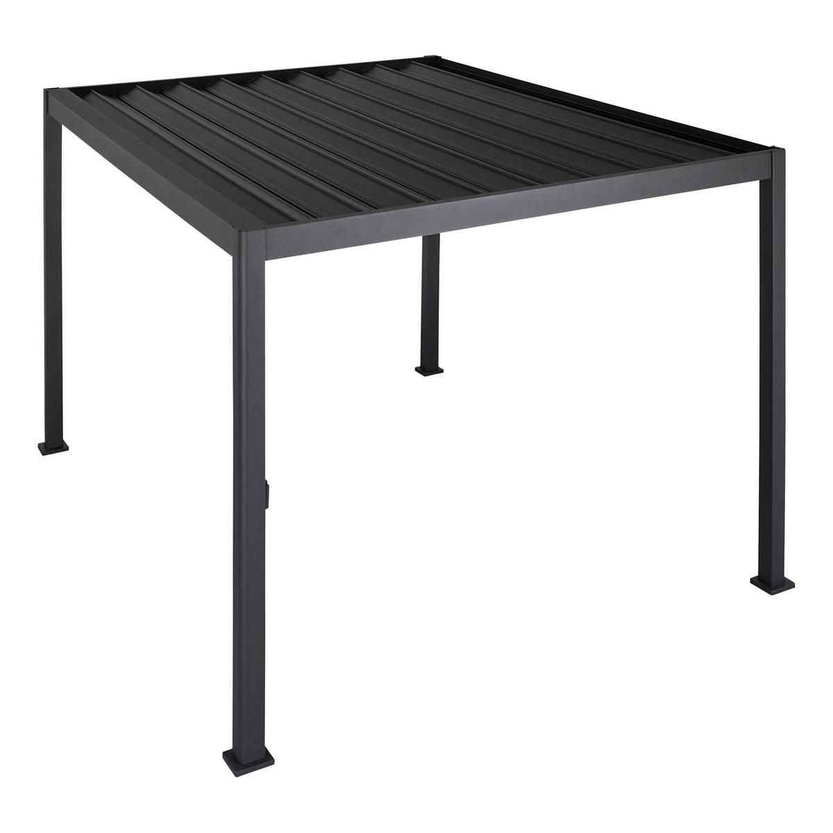 Pergola bioclimatique rétractable EVORA Gris 4 x 3 m - Structure et lames doubles en aluminium Graphite