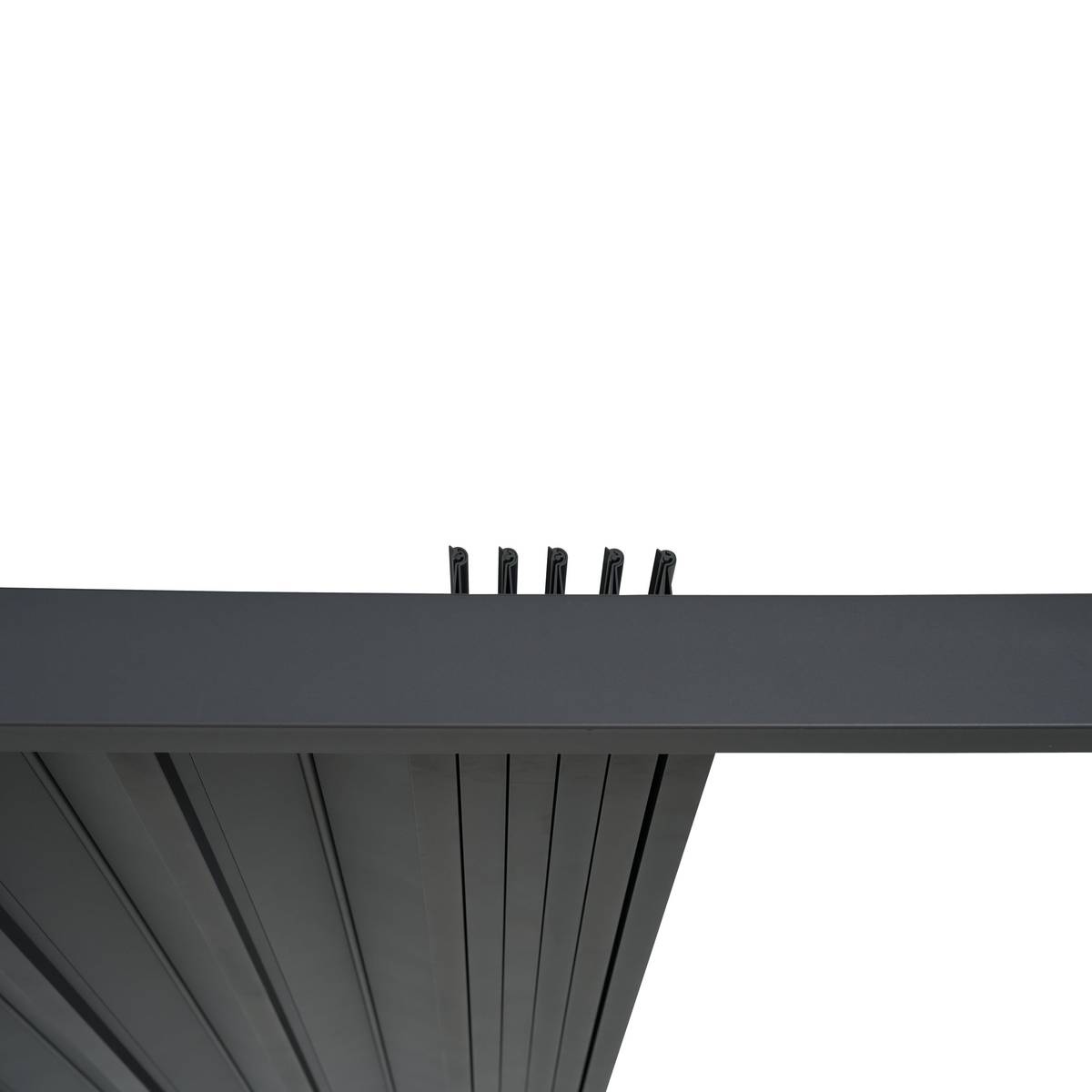 Pergola bioclimatique rétractable EVORA Gris 4 x 3 m - Structure et lames doubles en aluminium Graphite