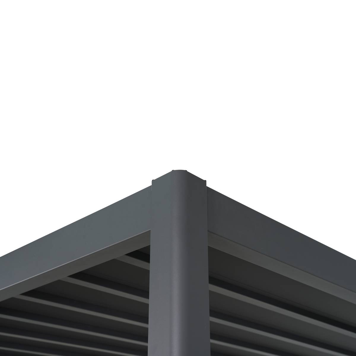 Pergola bioclimatique rétractable EVORA Gris 4 x 3 m - Structure et lames doubles en aluminium Graphite