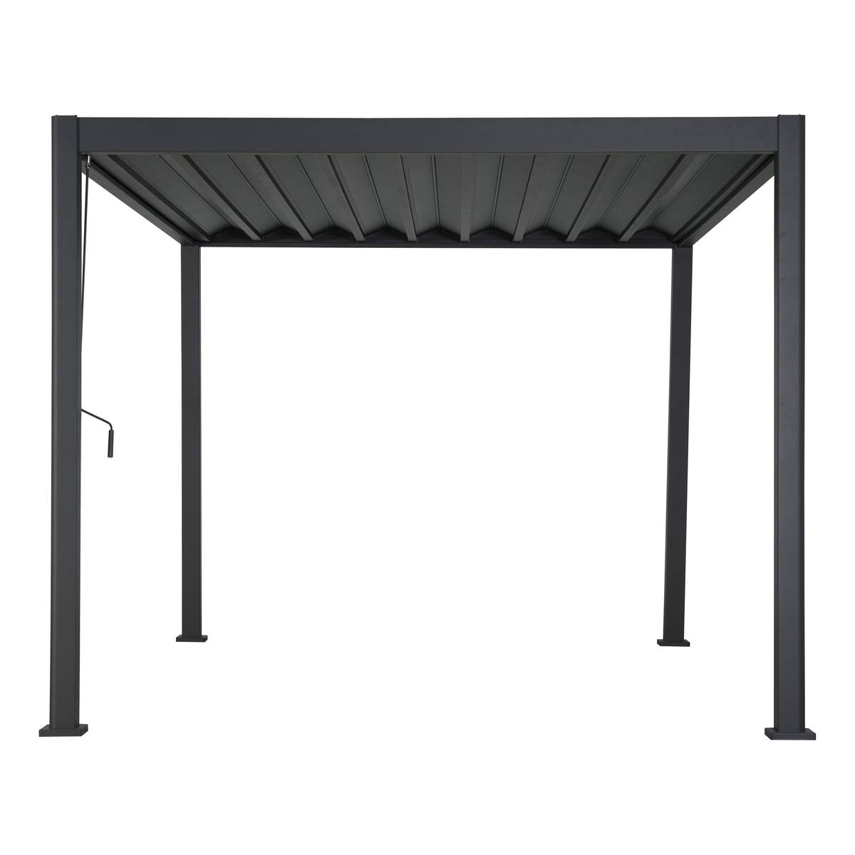 Pergola bioclimatique rétractable EVORA Gris 4 x 3 m - Structure et lames doubles en aluminium Graphite