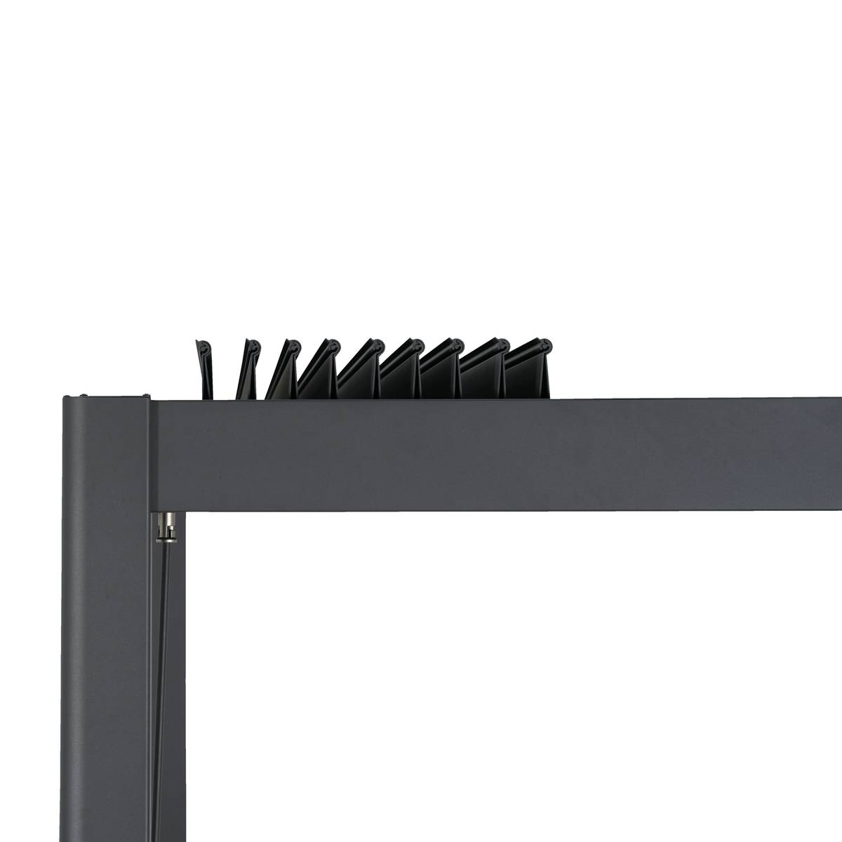 Pergola bioclimatique rétractable EVORA Gris 4 x 3 m - Structure et lames doubles en aluminium Graphite