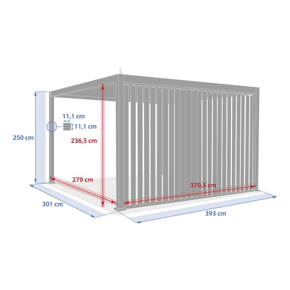 Persienne verticale EVORA Graphite Pour EVORA Côté 4 m - 3,7 x 2,3 m - Aluminium traité époxy Graphite