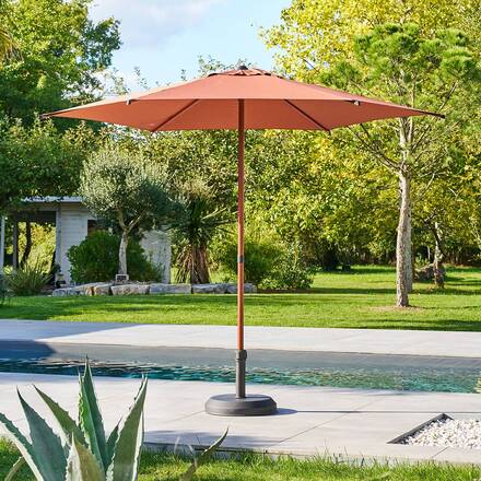 Parasol droit rond inclinable SOYA Acajou 2,7 m - Acier, Polyester