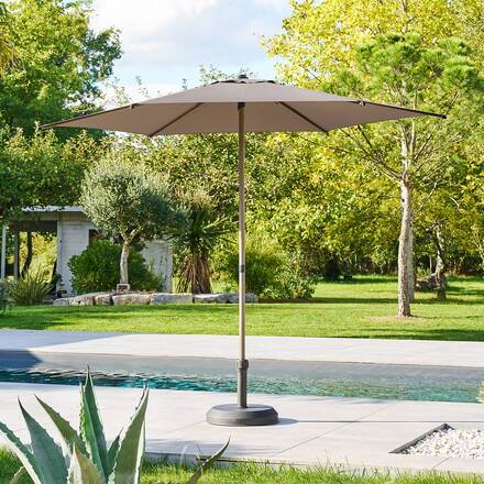 Parasol droit rond inclinable SOYA Café 2,7 m - Acier, Polyester