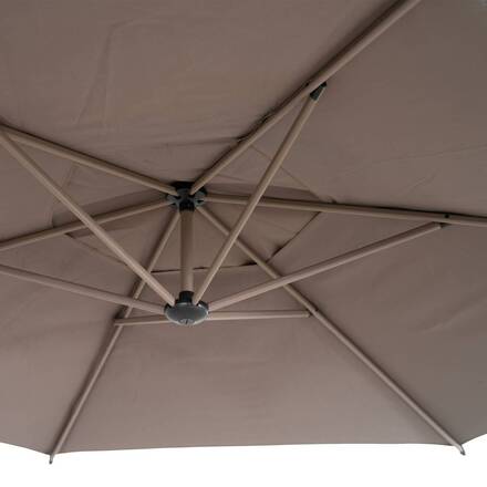Parasol déporté rond MANOA Café 3 m - Acier, Polyester