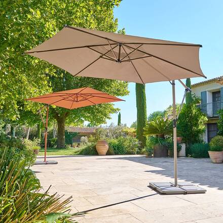 Parasol déporté rond MANOA Café 3 m - Acier, Polyester