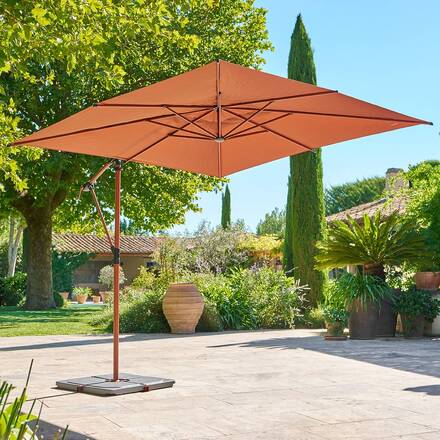 Parasol déporté carré MANOA Acajou 2,5 x 2,5 m - Acier, Polyester