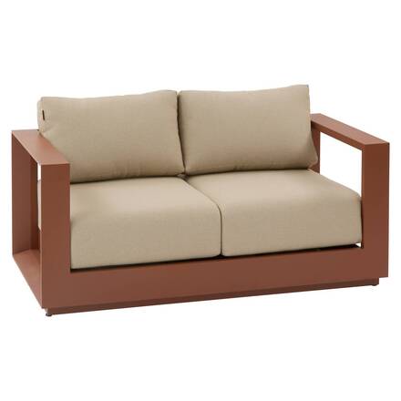 Canapé de jardin ALLURE Beige Zébrano / Acajou 2 places - Aluminium traité époxy, Polyester