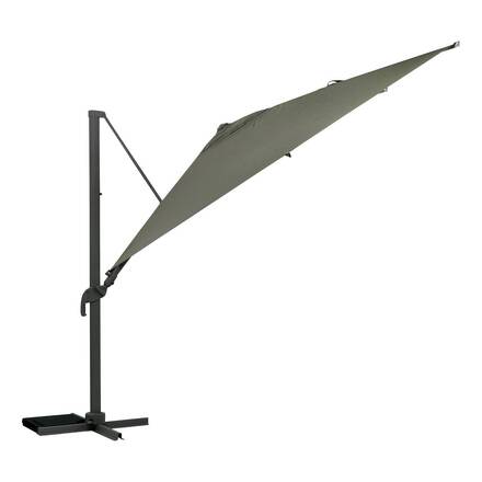 Parasol déporté rectangulaire inclinable MELHIA Vert laurier 4 x 3 m - Aluminium, Acier, Oléfine