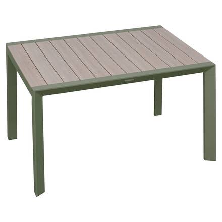 Table de jardin rectangulaire ÉVASION Lin / Vert laurier 4 places - Aluminium traité époxy