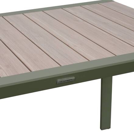 Table de jardin rectangulaire ÉVASION Lin / Vert laurier 4 places - Aluminium traité époxy